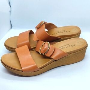 Mariella Made in Italy Women's Brown Leather Wedge Slip-On Size 8.5M